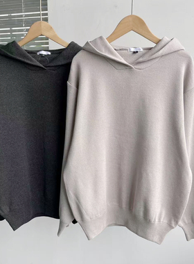 O2-58春款重磅宽松连帽长袖卫衣套头简约基础百搭亮丝纯色D25-3