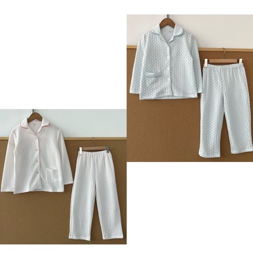 西3-25儿童款清新甜美可爱小波点睡衣套装舒适亲肤柔软长袖Z25-11