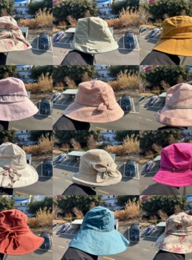 3R-73森系简约温柔风花朵装饰设计感气质百搭遮阳防晒渔夫帽Z26-1