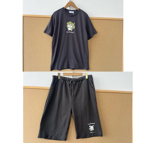 3Q-8可爱印花短袖T恤松紧腰抽绳短裤简约夏季减龄松弛感J26-5