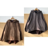 2Y1 20日单连帽麂皮加绒卫衣保暖圆弧下摆小众设计软糯舒适H25