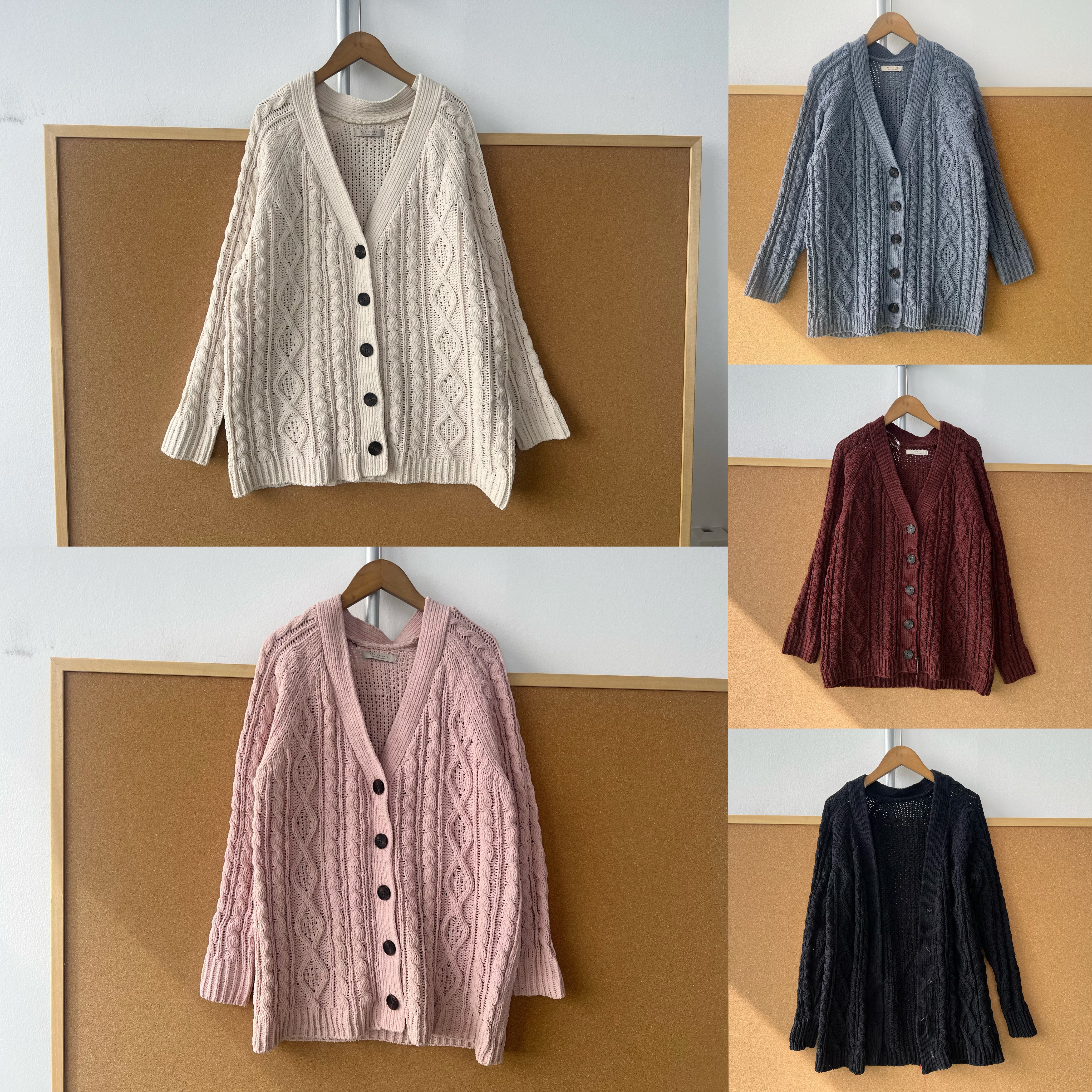 2V1-22雪尼尔麻花毛衣纯色长袖针织开衫宽松显瘦慵懒风毛衣H25-10