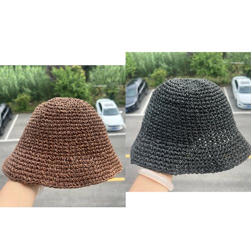 3墙-5森系手工编织草帽圆顶凉快镂空透气不闷汗小头围遮阳帽Z26-7