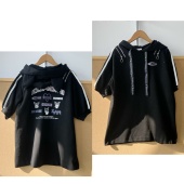 2L1 上衣J26 54儿童款 抽绳连帽后背卡通图案印花卫衣甜酷中长款