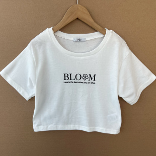 16夏季 T恤H25 女童中大童洋气简约潮流时尚 短袖 字母印花短款