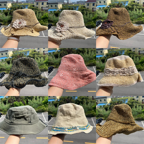 3R-174复古立体花朵大檐防晒草帽出游度假凉感透气帽子合集T26-5