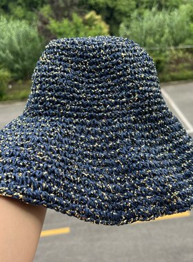 3d-83有亮丝可折叠设计感遮脸显脸小百搭老钱风户外气质出游Y26-6