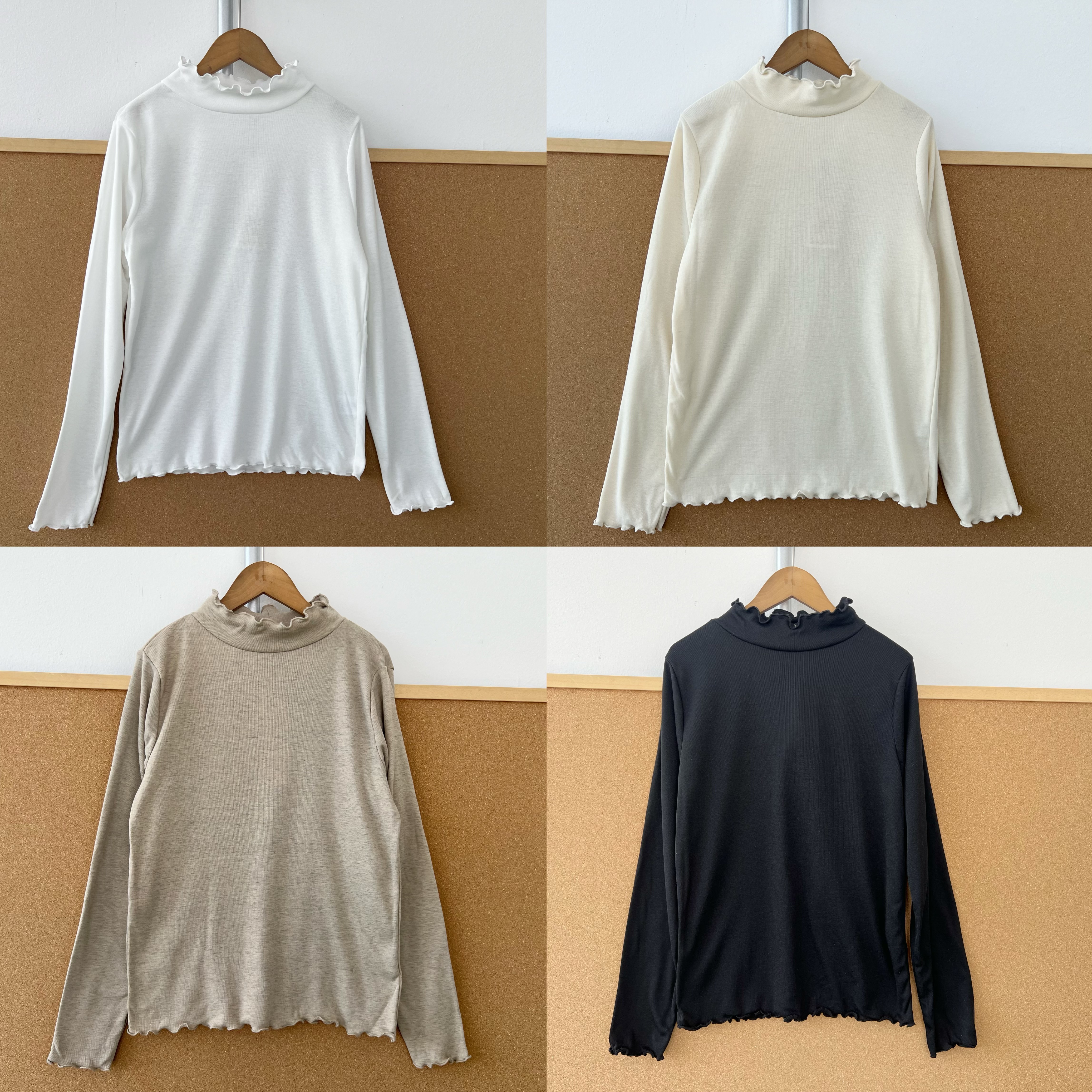 2L1-44秋冬温柔风薄绒半高领木耳边修身显瘦多色内搭打底衫H25-11