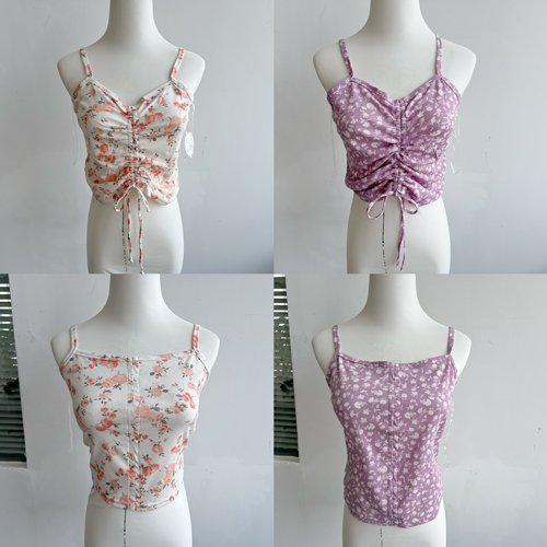 V3-101女士吊带背心印花甜美风设计感小性感内搭外穿上衣J25-5