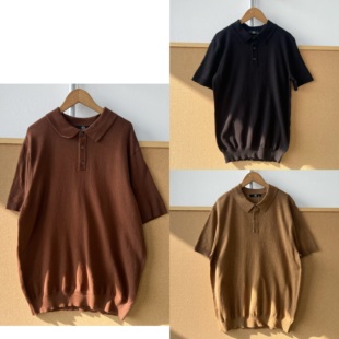 T恤H25 南10 短袖 罗纹边纽扣翻领polo衫 50轻熟风时尚 潮流针织衫