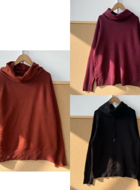 南6-48简约长袖抽绳高领秋冬气质慵懒风舒适内搭打底上衣J25-12