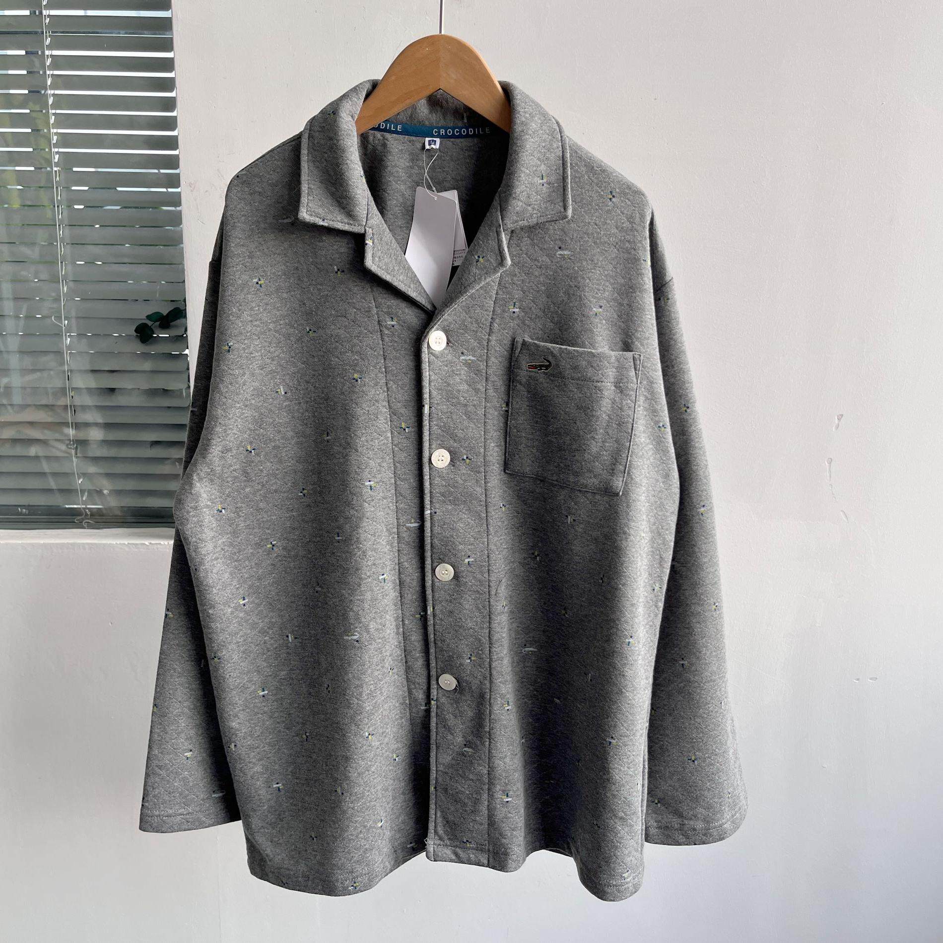 微瑕男士睡衣上衣秋冬季宽松舒适长袖可外穿对襟家居服上装H11