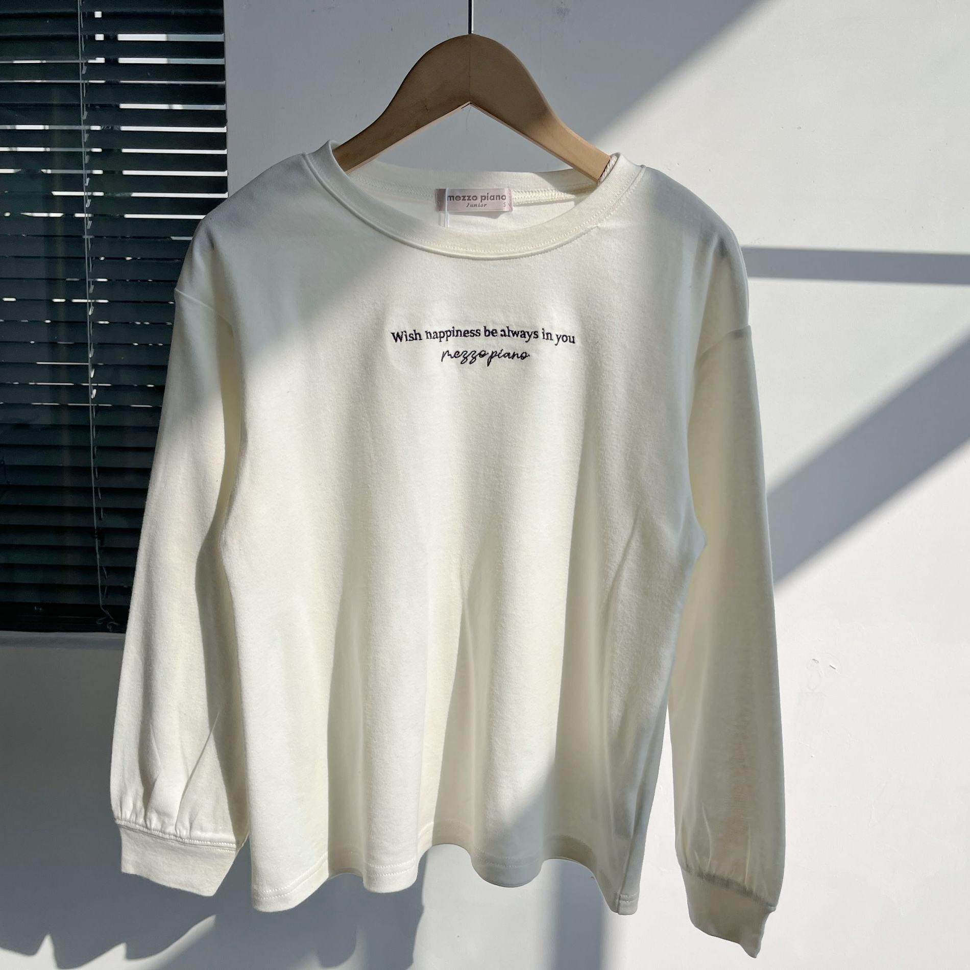 微瑕日系中大童春秋长袖休闲圆领字母绣花休闲套头上衣T恤H10,童装/婴儿装/亲子装,T恤,淘宝优惠券,粉丝福利购,淘宝优惠卷