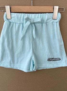 2I1-15童装淡绿色短裤韩版简约洋气字母印花宽松运动休闲裤Z25-9