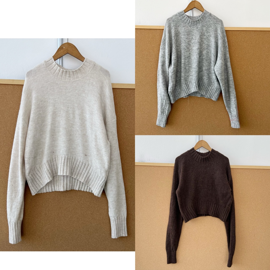 2E1-51秋冬圆领软糯舒适治愈温柔系慵懒风百搭针织衫毛衣Z25-10