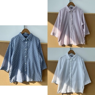单排扣森系文艺复古上衣通勤舒适Y25 衬衫 25日系翻领中长袖 2X1