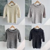 毛衣小众设计流苏气质打底洋气纯色上衣女D25 64亮丝软糯短袖