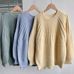 毛衣纯色百搭显瘦宽松D25 简约棒针编织女士套头线衫 4春款 楼11