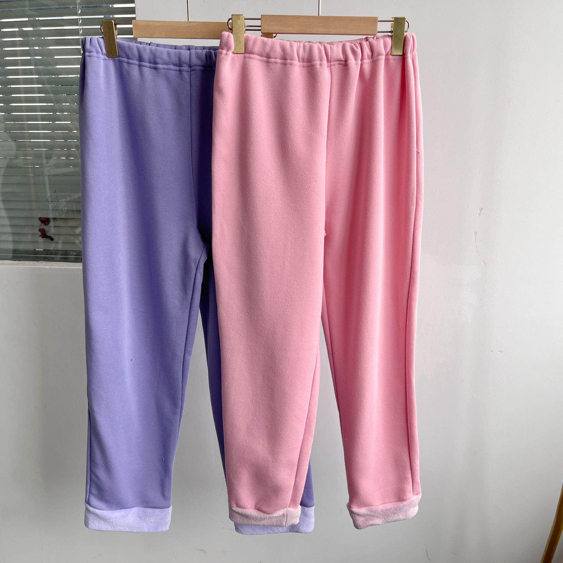 微瑕秋冬加绒加厚睡裤纯色百搭可外穿家居裤休闲宽松简约保暖Y11