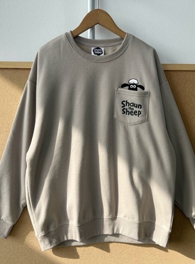 2G1-33日潮加绒韩版胸前口袋小羊图案印花设计时尚百搭卫衣Z26-1