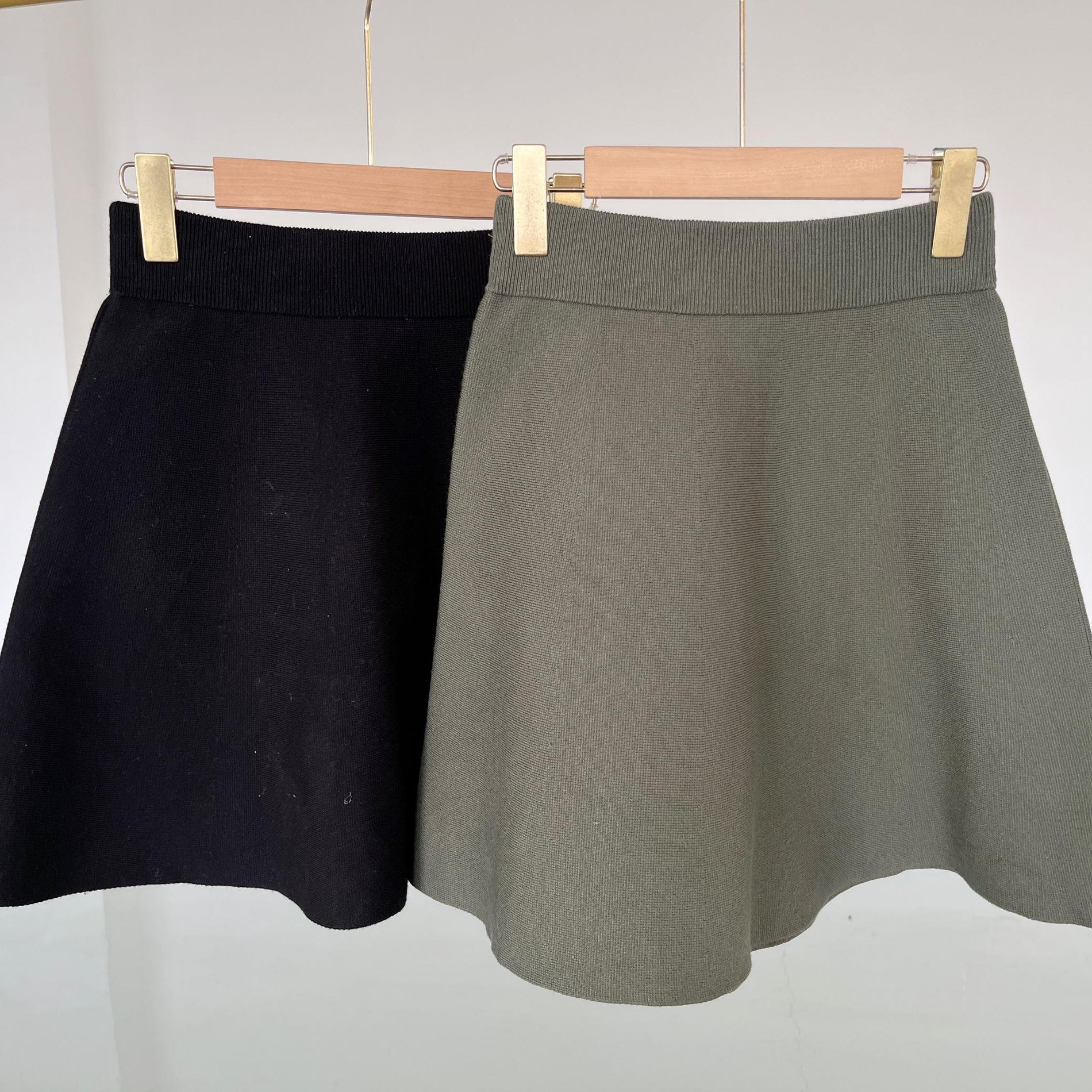 微瑕秋冬短款时尚性感辣妹高腰百搭经典针织显瘦A字裙子K12