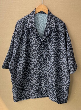 李2-37薄款亲子装美式满身豹纹印花短袖衬衫宽松气质上衣Z25-9