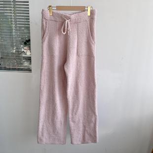 微瑕软绵绵纯色半边绒舒适百搭冬季保暖长裤睡裤日系家居裤H1