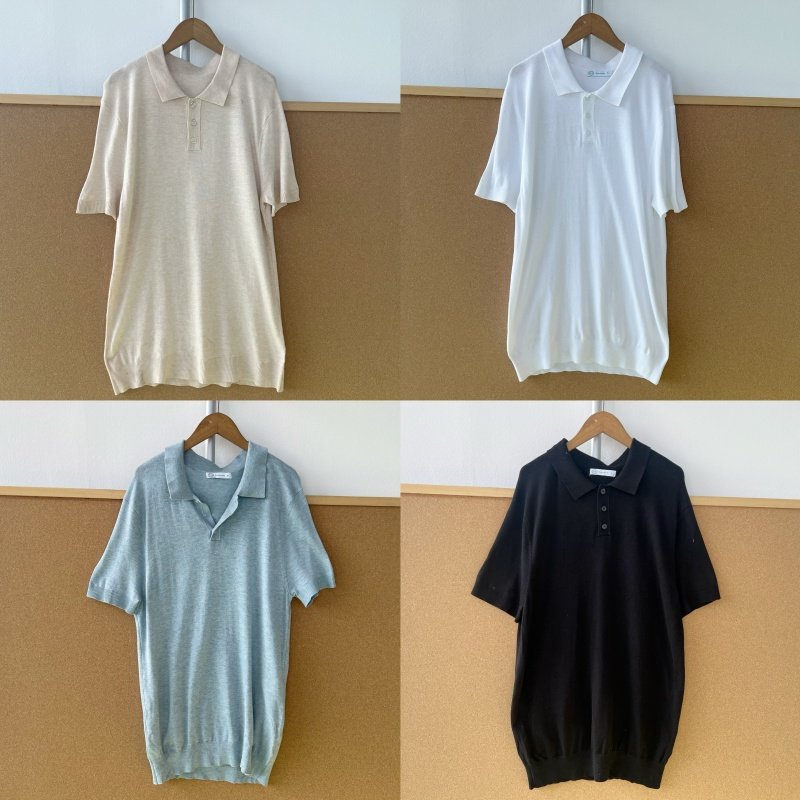 Q2-73简约翻领薄款针织短袖舒适百搭亲肤多色基础款上衣Z25-12