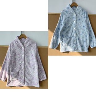 2P1-60毛绒绒温柔风家居服外套秋冬保暖开衫长袖舒适上衣J25-11