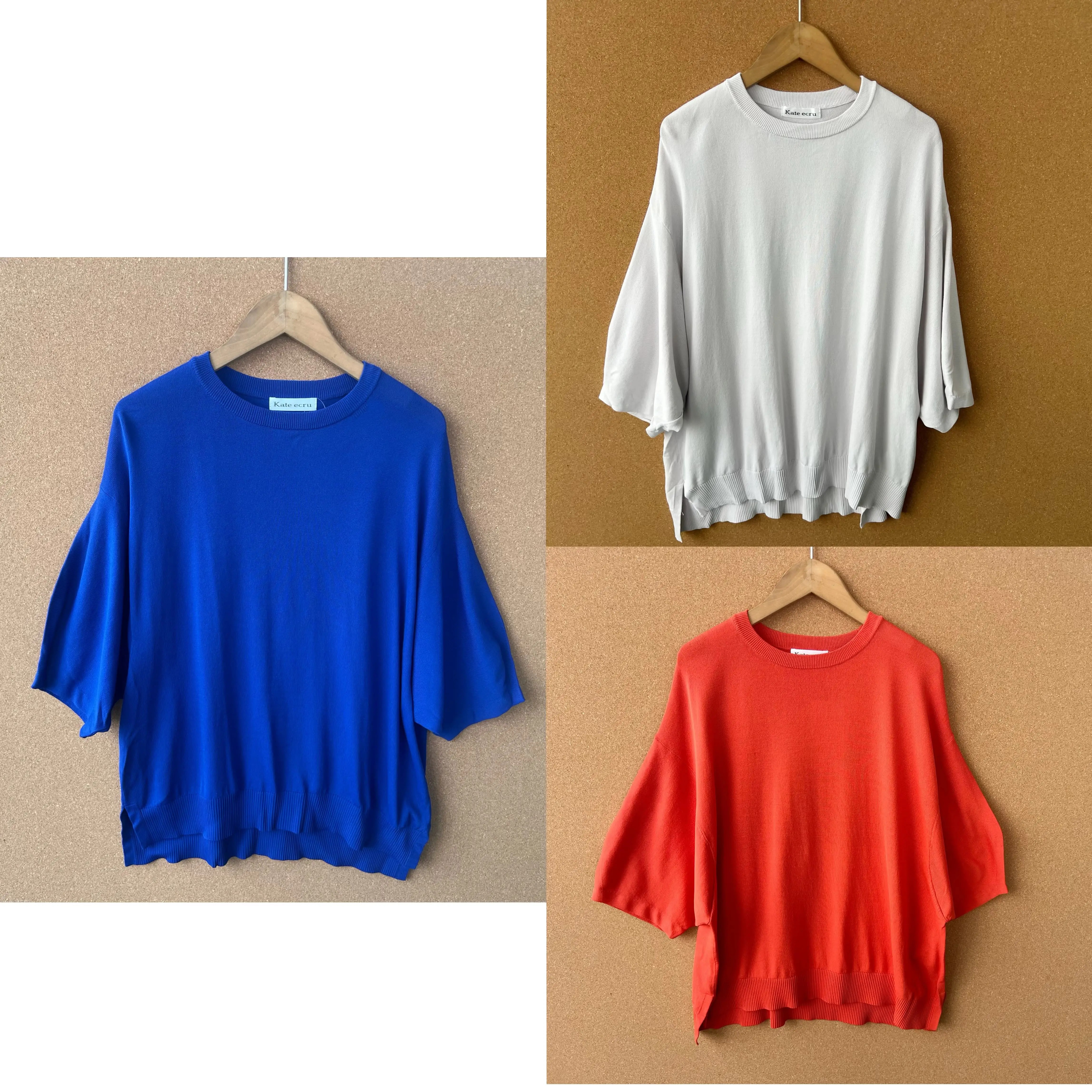 2L1-36接触冷感纯色简约短袖针织T恤薄款显瘦舒适休闲上衣J25-9