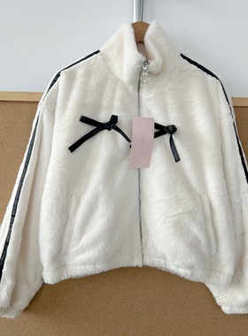2n-103中大童款秋冬软糯慵懒风拉链蝴蝶结装设长袖短款外套Y25-12