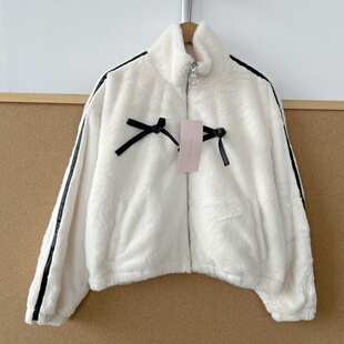 2n-103中大童款秋冬软糯慵懒风拉链蝴蝶结装设长袖短款外套Y25-12