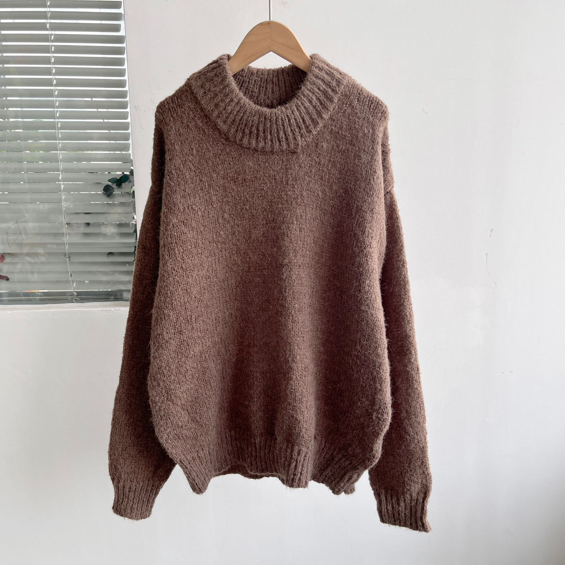 V2-43秋冬季纯色长袖日系复古慵懒风毛衣显瘦宽松上衣套头Y25-3