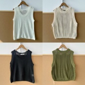 圆领简约宽松优雅休闲马夹百搭Y25 楼11A 21复古港味镂空无袖