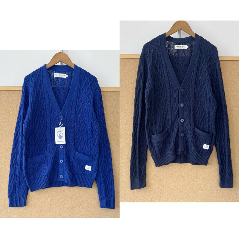 西1-63棉麻！女士V领弹力单排扣麻花纹理设计感长袖针织开衫Z26-4