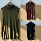 南11 打底针织背心H26 46极简风高领堆堆领内搭无袖 秋冬块修身