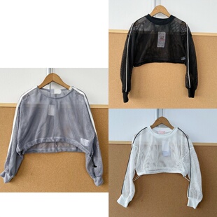 上衣外搭收腰高级感松弛Y25 日系镂空网眼T恤短款 5中大童款 2X1