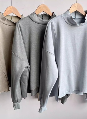 楼6A-59秋冬半高领加绒打底上衣宽松百搭韩系长袖内搭保暖Y25-12