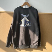 字母刺绣设计感套头动漫印花慵懒风无帽小众Y26 53圆领长袖