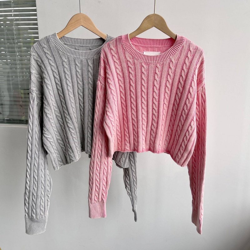 南13-67麻花毛衣设计感针织衫上衣宽松设计百搭舒适显瘦简约Y26-1