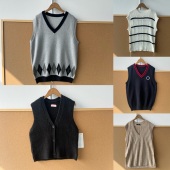 50马甲合集 秋季 针织撞色领边肌理感叠穿内搭无袖 2J1 上衣H25