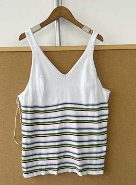 楼7-91夏季复古撞色条纹针织吊带背心百搭显瘦上衣无袖打底Y26-2