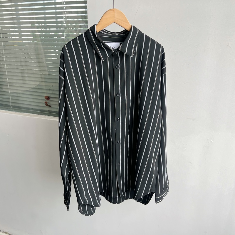 2J-17春秋季女士长袖衬衫简约条纹休闲百搭高级感小众上衣Y25-5