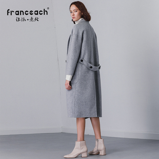 法涵意弛2025秋冬装新款双面无羊绒大衣女中长款宽松茧型毛呢外套