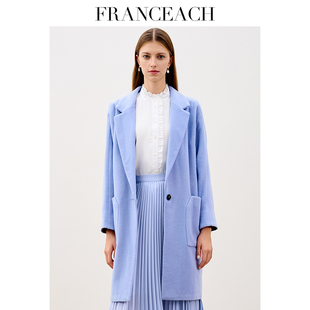 法涵意弛2025新款冬装羊驼呢子大衣女西装领茧型毛呢外套女中长款