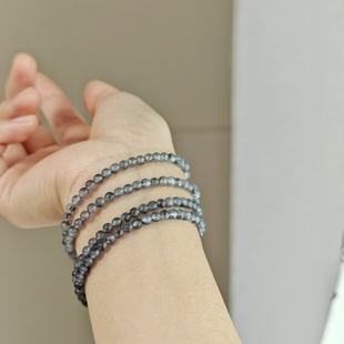 天然缅甸a货乌鸡翡翠冰种小米珠链女精品玉石项链多圈手串4mm