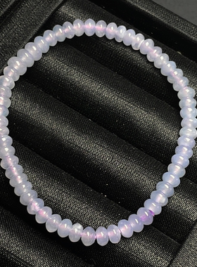 清货清库存天然缅甸A货翡翠手串冰种紫色算盘珠串气质女款卡5mm