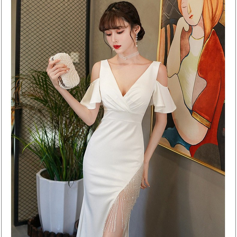 红色小礼服裙女风宴会气质名媛性感晚礼服连衣裙敬酒服秋