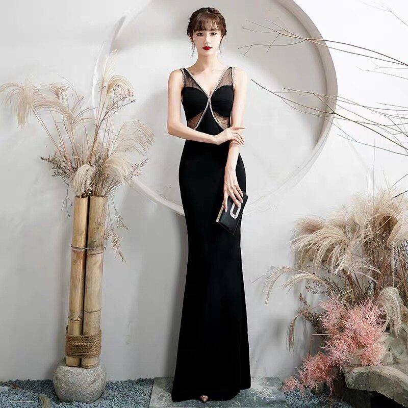 2022新款晚礼服女宴会气质夜场大气红色派对鱼尾裙名媛修身吊带