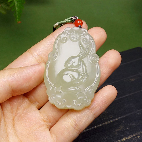 【天石玉器】和田玉前途无量生肖兔挂件吊坠34.825g